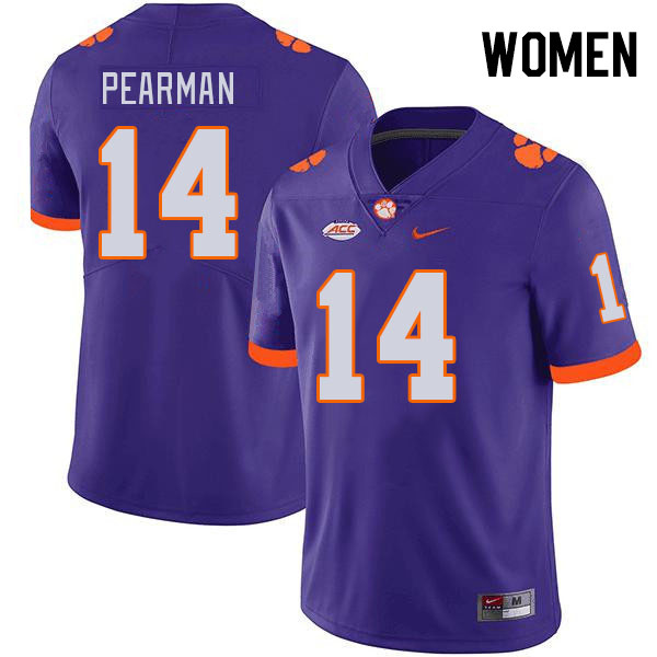 Women's Clemson Tigers Trent Pearman #14 College Purple NCAA Authentic Football Stitched Jersey 23MJ30AI
